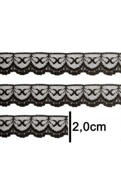 RENDA DE POLIAMIDA LARG 2CM 50MT PRETO