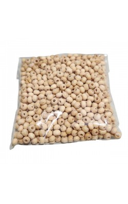 BOLA DE MADEIRA CONTAS 4MM COM 500G 