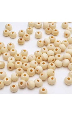 BOLA DE MADEIRA CONTAS NATURAL 6MM COM 500G