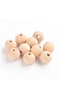 BOLA DE MADEIRA CONTAS NATURAL 16MM COM 20 UNIDADES