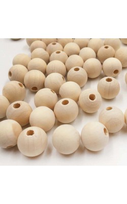 BOLA DE MADEIRA CONTAS COR NATURAL DE 18MM COM 20 UNIDADES 