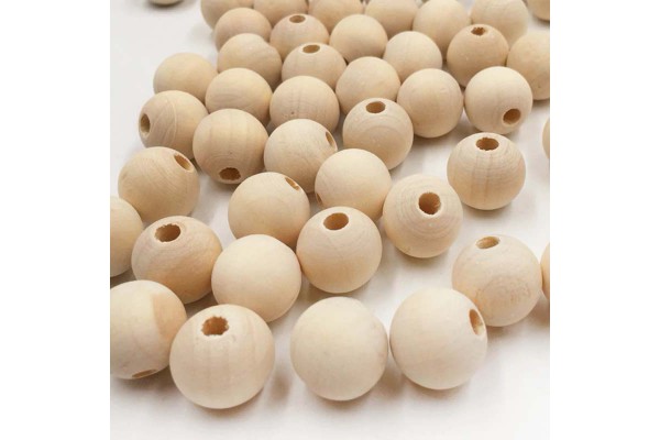 BOLA DE MADEIRA CONTAS COR NATURAL DE 18MM COM 20 UNIDADES 