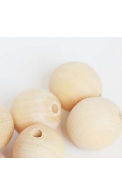 BOLA DE MADEIRA CONTAS NATURAL 35MM 500G