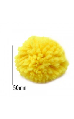 POMPOM DE LA 50MM AMARELO COM 5 UNIDADES