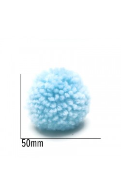 POMPOM DE LA 50MM AZUL CELESTE COM 5 UNIDADES