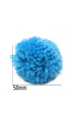 POMPOM DE LA 50MM AZUL COM 5 UNIDADES