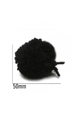 POMPOM DE LA 50MM PRETO COM 5 UNIDADES
