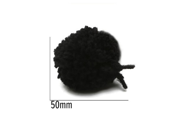 POMPOM DE LA 50MM PRETO COM 5 UNIDADES