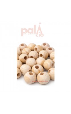 BOLA DE MADEIRA CONTAS NATURAL 30MM FURO LARGO 5OOG