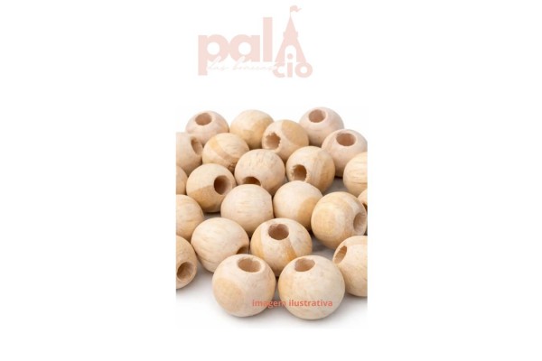 BOLA DE MADEIRA CONTAS NATURAL 30MM FURO LARGO 5OOG