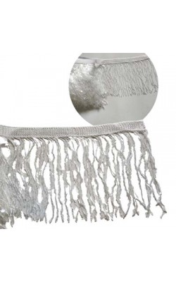 FRANJA PAETE LARG 20CM BRANCO 1MT