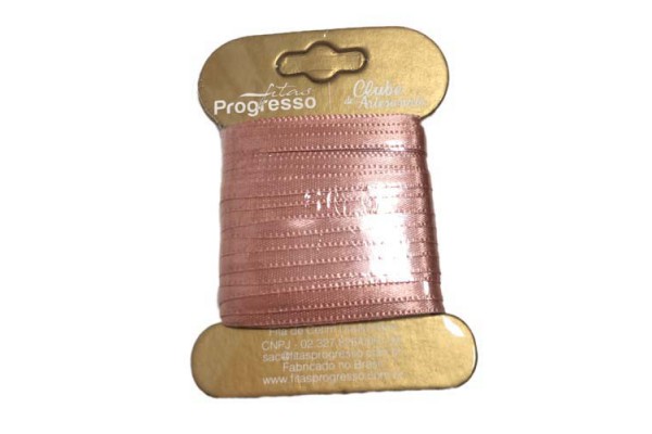 FITA DE CETIM DUPLA FACE PROGRESSO 000 COM 10 MTS ROSA VELHO