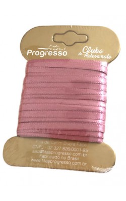 FITA DE CETIM DUPLA FACE PROGRESSO 000 COM 10 MTS ROSE