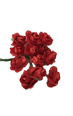 FLORZINHA DE PAPEL COM 12 UNIDADES VERMELHO