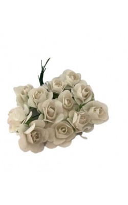 FLORZINHA DE PAPEL COM 12 UNIDADES BRANCO 