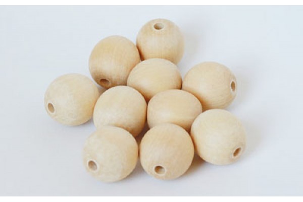BOLA DE MADEIRA CONTAS COR NATURAL DE 30MM COM 480G