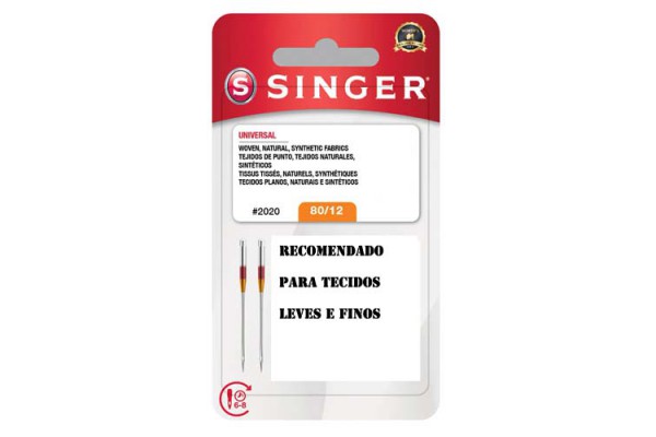 AGULHA PARA MAQUINA SINGER 2 PECAS 80/12