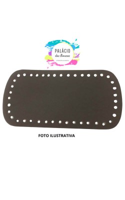 FUNDO PARA BOLSA CROCHE COURO SINTETICO P CAFE COM 42 FUROS