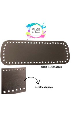 FUNDO PARA BOLSA CROCHE COURO SINTETICO G CAFE COM 54 FUROS