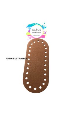 FUNDO PARA BOLSA CROCHE OVAL MINI CARAMELO COM 26 FUROS