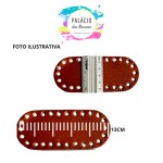 FUNDO PARA BOLSA CROCHE OVAL MINI BEGE CLARO COM 26 FUROS