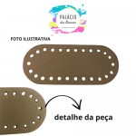 FUNDO PARA BOLSA CROCHE OVAL MINI BEGE CLARO COM 26 FUROS