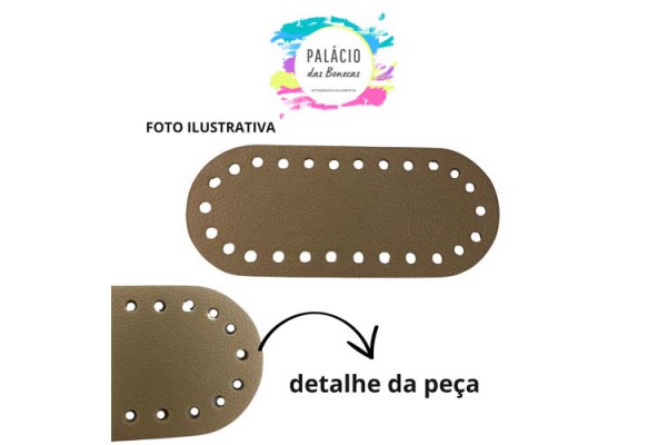 FUNDO PARA BOLSA CROCHE OVAL MINI BEGE CLARO COM 26 FUROS