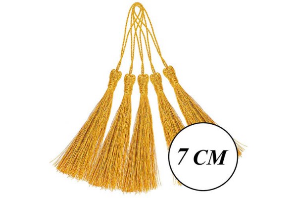 PINGENTE TASSEL DE SEDA 7CM COM 10 UNIDADES NYBC OURO