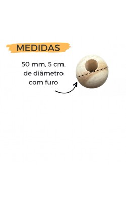 BOLA DE MADEIRA CONTAS 50MM COM 2 PECAS
