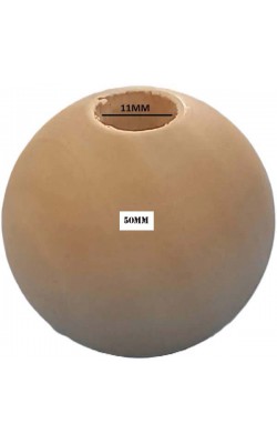 BOLA DE MADEIRA CONTAS 50MM FURO MAIOR COM 2 PECAS