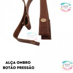 ALCA OMBRO 2X65 CM BOTAO PRESSAO OURO CARAMELO