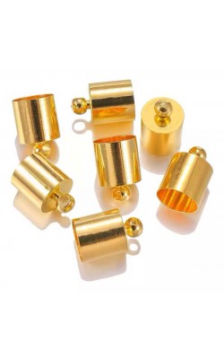 TERMINAL PARA BOLSA CILINDRO 14MM COM 4 PECAS DOURADO