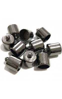 TERMINAL PARA BOLSA CILINDRO 15MM COM 4 PECAS GRAFITE