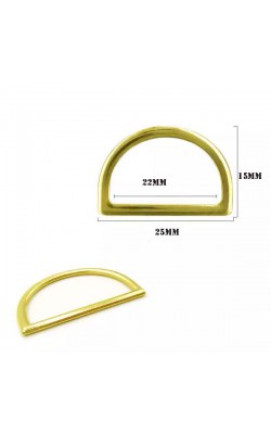 MEIA ARGOLA DE METAL DOURADA 22MM COM 10 PECAS