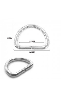 MEIA ARGOLA DE METAL NIQUEL 25MM COM 8 PECAS