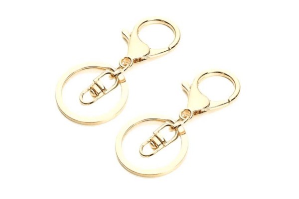 CHAVEIRO MOSQUETAO DOURADO 30MM COM 10 PC