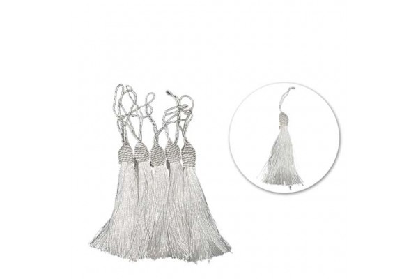 TASSEL DE POLIESTER TULIPA BRANCO COM 10 PECAS