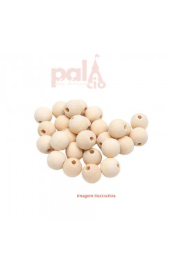BOLA DE MADEIRA CONTAS NATURAL 30MM COM 6 PECAS