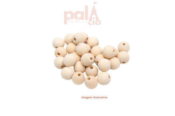 BOLA DE MADEIRA CONTAS NATURAL 30MM COM 6 PECAS