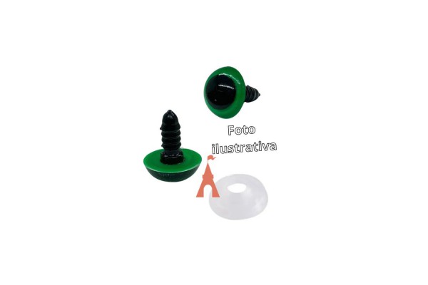OLHOS C/TRAVA P/ AMIGURUMI  09 COM 05 PARES VERDE
