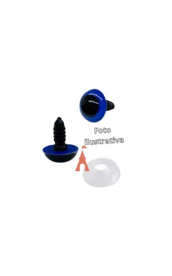 OLHOS C/TRAVA P/ AMIGURUMI  11 COM 05 PARES AZUL