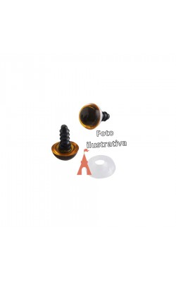 OLHOS C/TRAVA P/ AMIGURUMI  11 COM 05 PARES CASTANHO