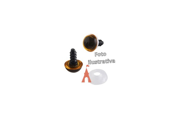 OLHOS C/TRAVA P/ AMIGURUMI  11 COM 05 PARES CASTANHO