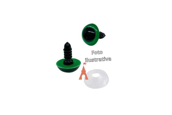 OLHOS C/TRAVA P/ AMIGURUMI  13 COM 05 PARES VERDE