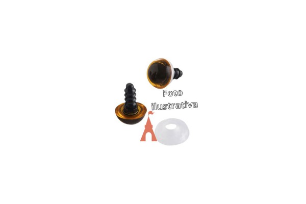 OLHOS C/TRAVA P/ AMIGURUMI  15 COM 05 PARES CASTANHO