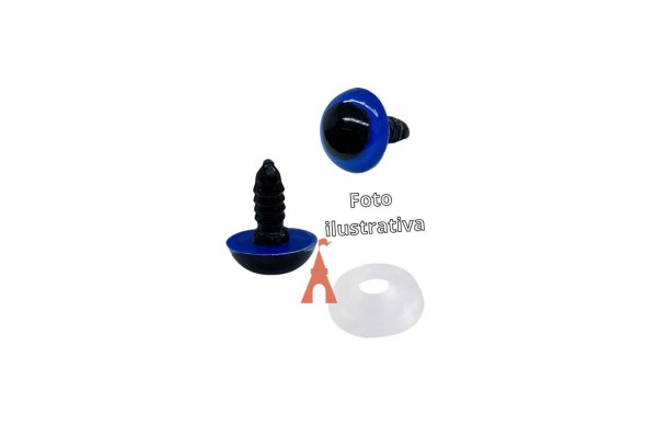 OLHOS C/TRAVA P/ AMIGURUMI  15 COM 05 PARES AZUL