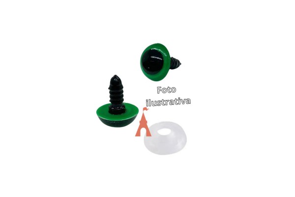 OLHOS C/TRAVA P/ AMIGURUMI  15 COM 05 PARES VERDE