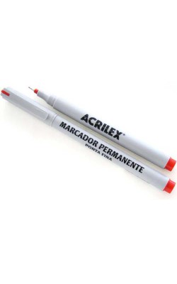 MARCADOR PERMANENTE PONTA FINA ACRILEX VERMELHA