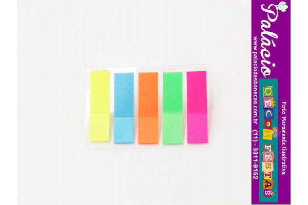 BLOCO ADESIVO FLUORESCENTE COM 5 CORES 