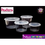 POTE PLASTICO PRAFESTA 250ML REDONDO COM TAMPA COM 24UNIDADES